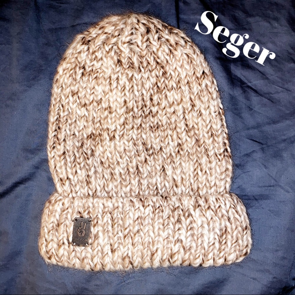 Seger Brown & Tan Beanie, Wool & Acrylic Hat